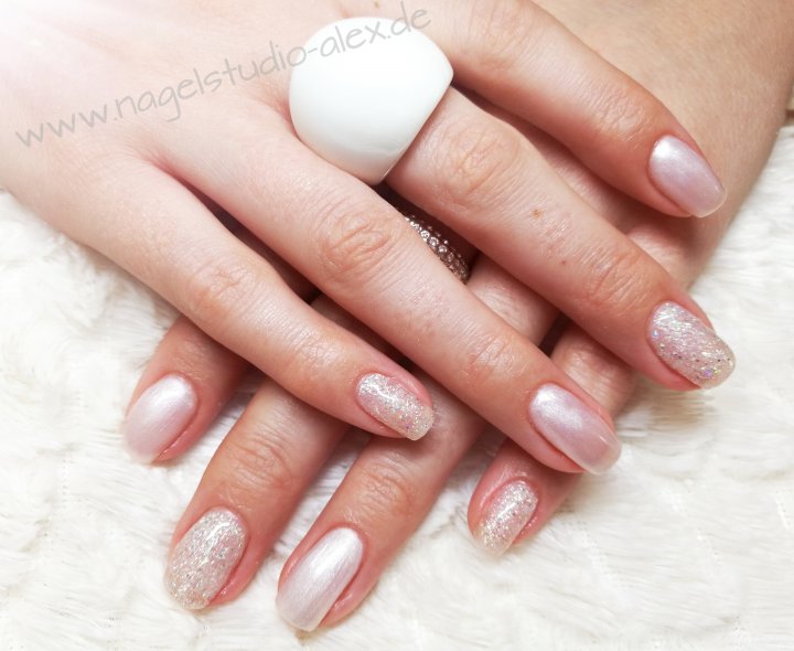 Metallic white & silver glitter